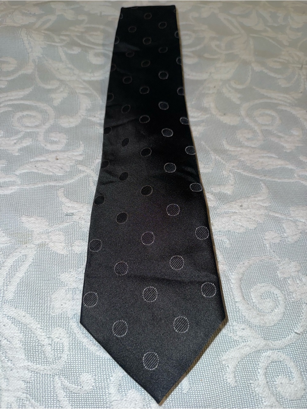 Dkny Black Tie with Tonal Polka Dots